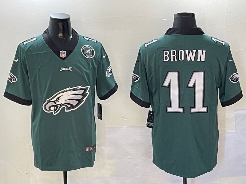 Men Philadelphia Eagles #11 Brown Green 2024 Nike Limited NFL Jersey style 01082->detroit lions->NFL Jersey